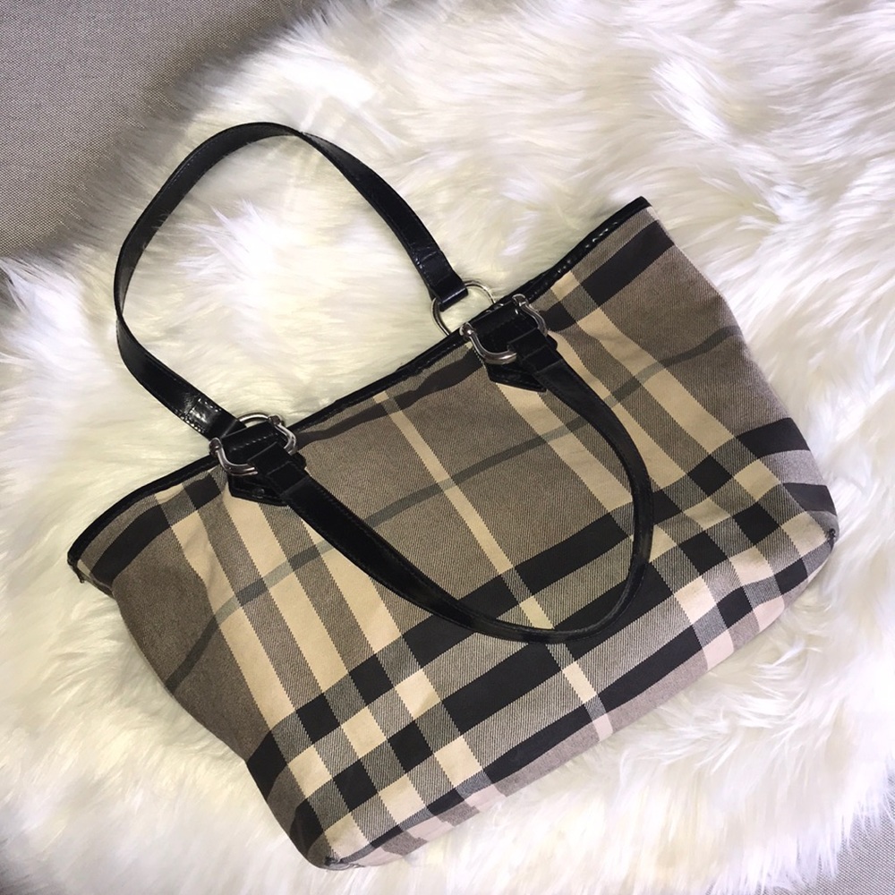 Burberry Check Fabric Tote Bag